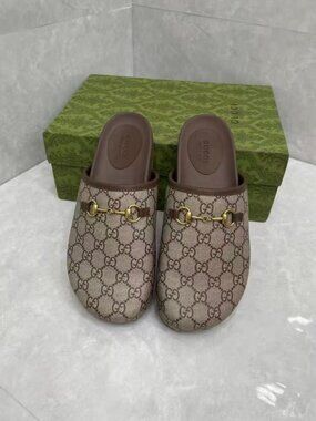 Gucci GG Supreme Horsebit Mule Clog Slip‑On Shoes